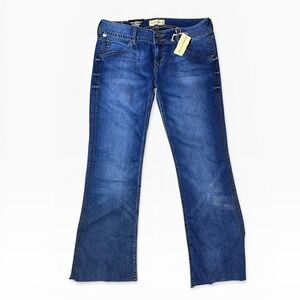 NWT Emerson Edwards Flare Boot Cut Jeans Dark Wash Size 32 Mid Rise Raw‎ Hem